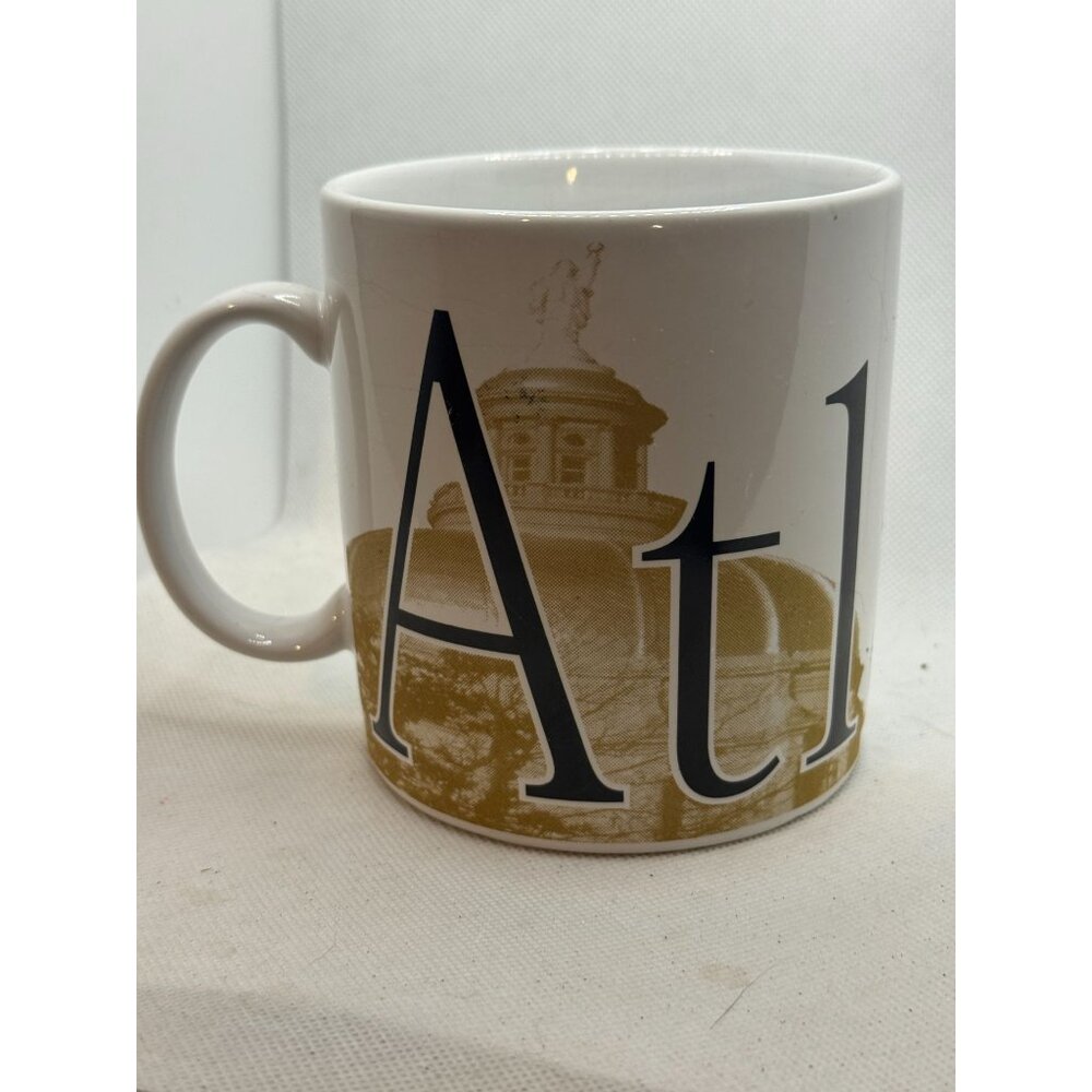 Starbucks Atlanta City Mug 1994 Collector Series White & Gold Ceramic